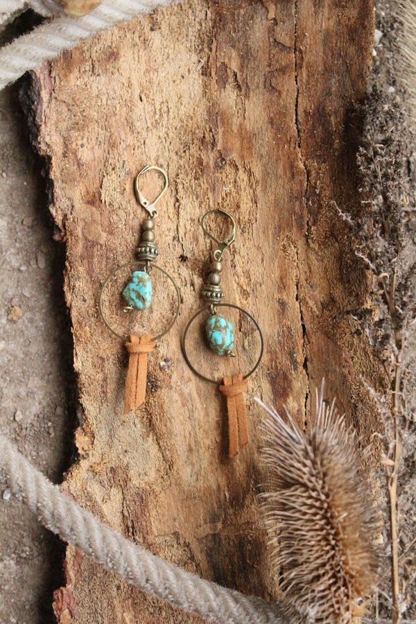 101919 Turquoise Howlite Stone Earrings