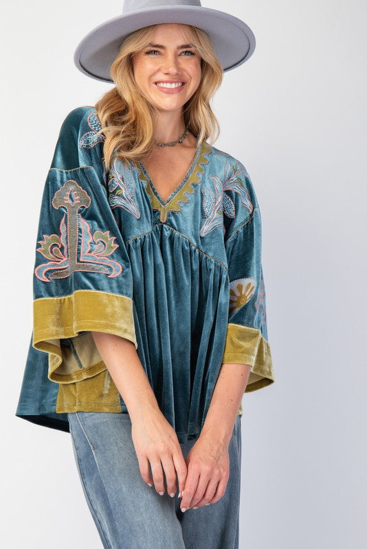 102664 Embroidered Velvet Tunic