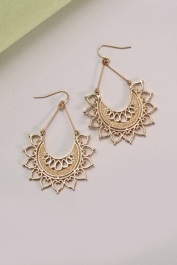 102885 Boho Half Circle Earrings-Gold