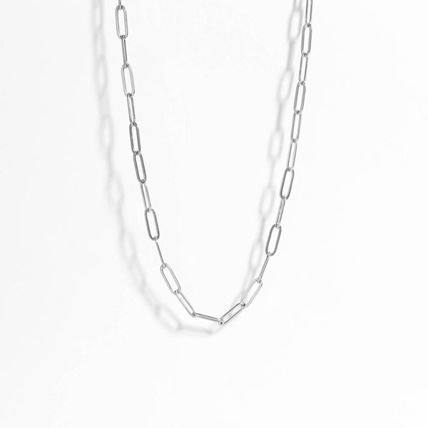 20" Silver Paperclip Chain Necklace