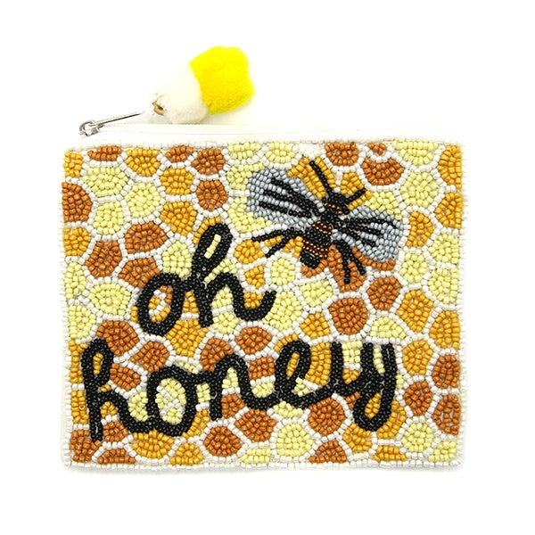 102110 Beaded Pouch - Oh Honey