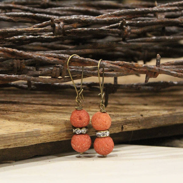 101920 Rust Lava Bead Earrings