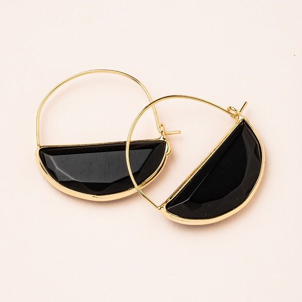 Stone Prism Black Gold Earring