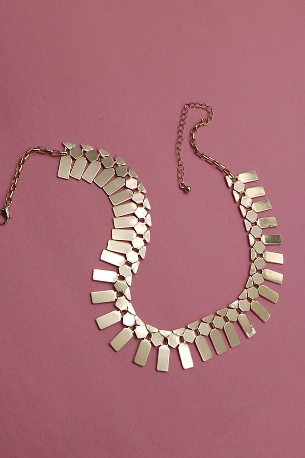 Geometric Fringe Necklace: Gold