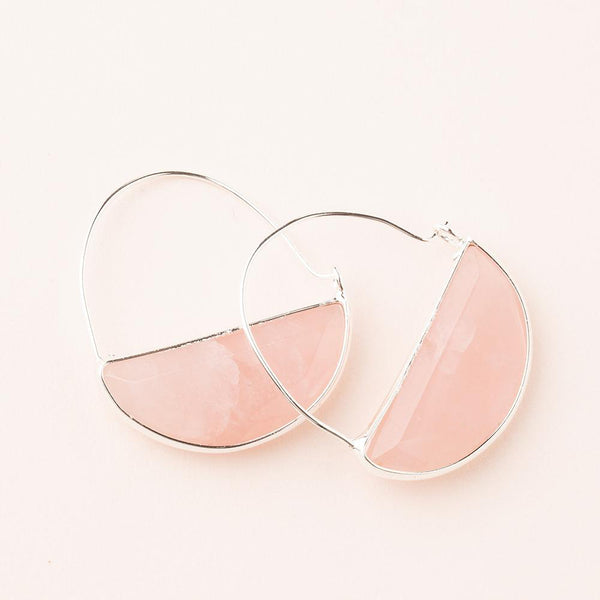 Stone Prism Rose Quartz Silver Earring