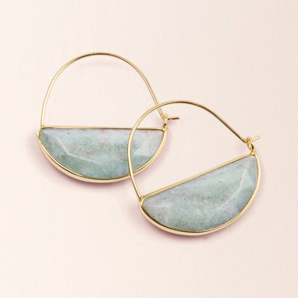 Stone Prism Amazonite Gold Earring