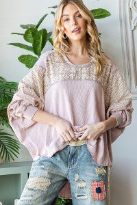 102240 Mixed Dolman Top - Pink