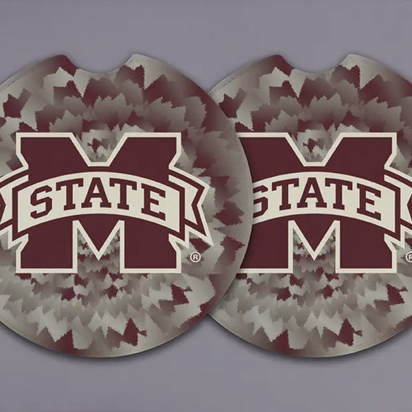 09032 Mississippi State Collegiate Car Coasters Set of 2