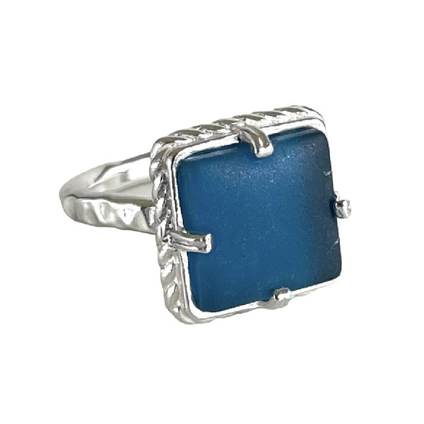 102953 Seaglass Square Ring-Silver