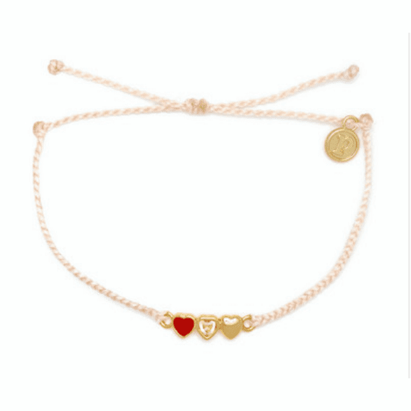 09920 Pura Vida Three Hearts Charm- Bracelet