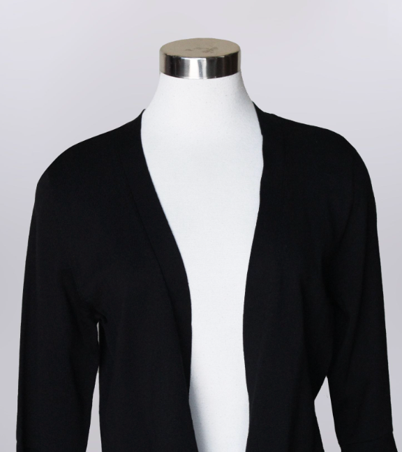 Curvy Bolero Black Open Front Sweater