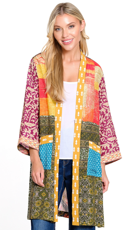 102082 Long Multi Print Kimono