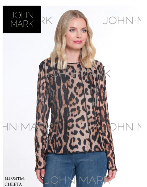 102621 Mesh Long Sleeve Top-Cheetah