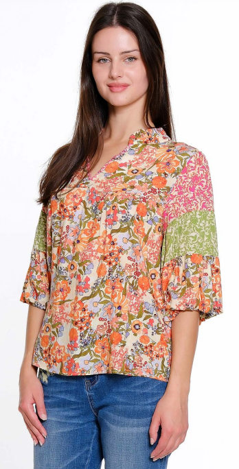 2501-049 Mixed Print Tiered Sleeve