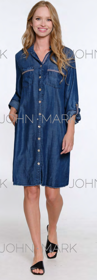 2501-168 Button Front Denim Dress