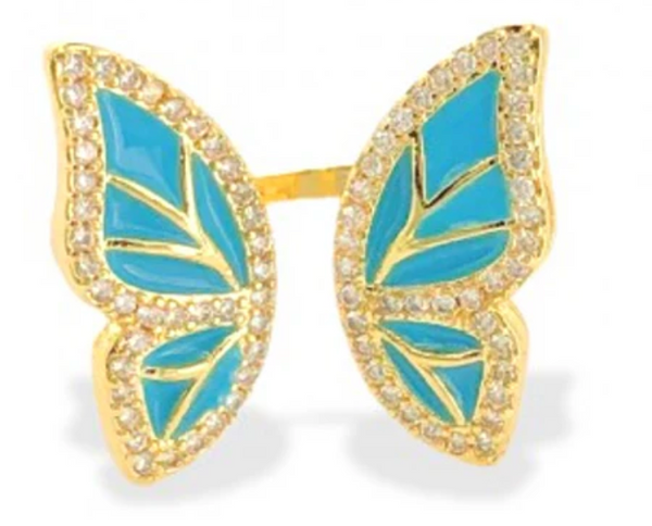 Enamel Butterfly Ring-Turquoise