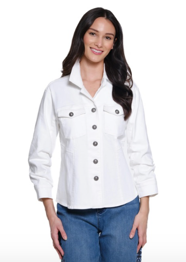 White Jacket 3/4 Ruched Sleeves