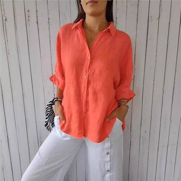 101941 Curvy Relaxed Fit Salmon Blouse - 2X