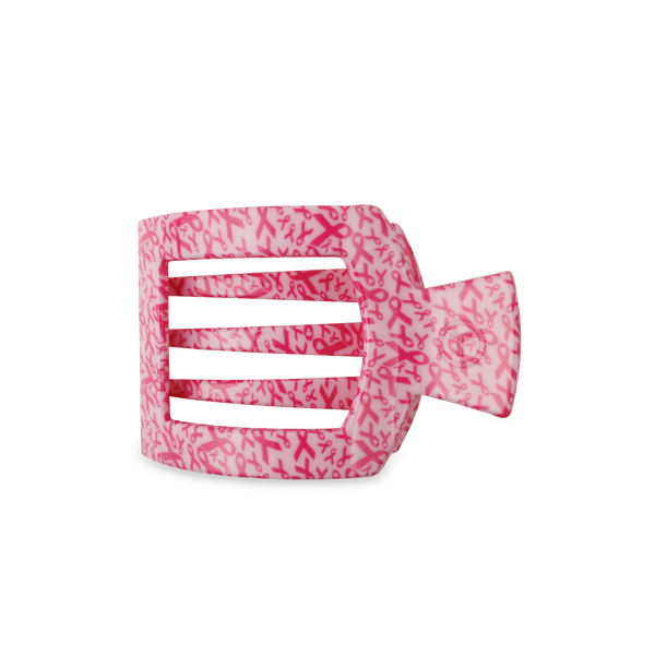 102931 Med Square Flat Hair Clip-Pink Ribbons