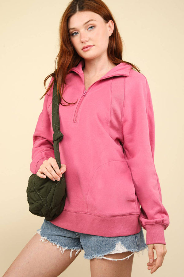 2501-006 Oversized Henley Sweatshirt