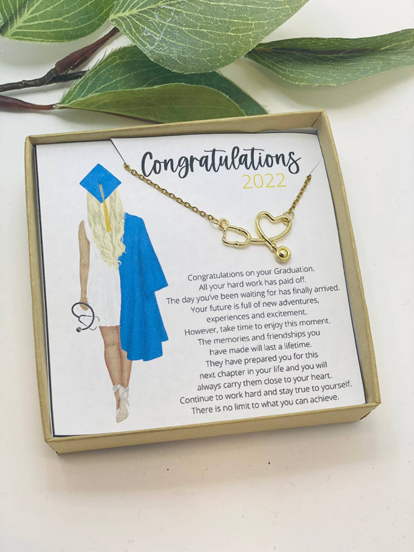 102753 Graduation Stethoscope Necklace: Gold