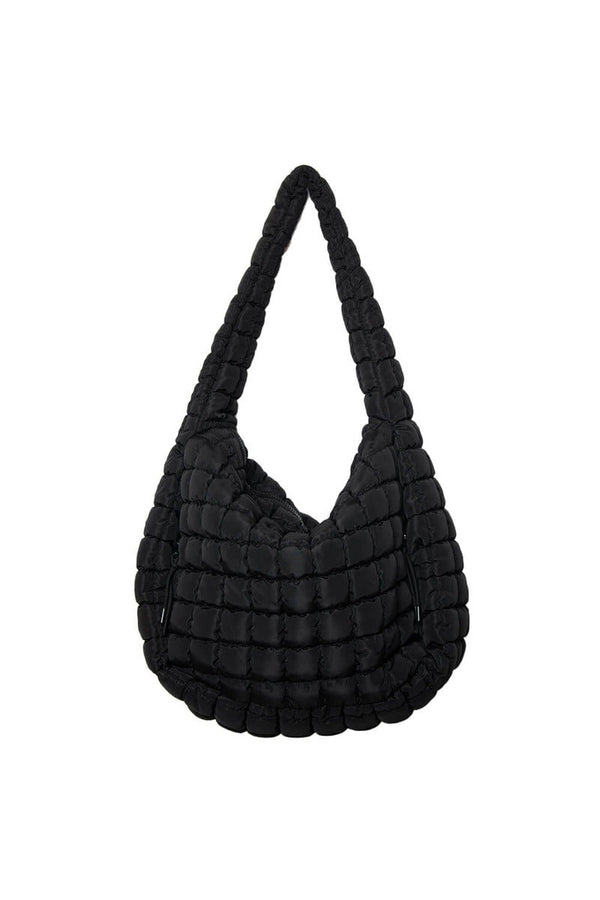 Black Quilted Hobo Tote Bag