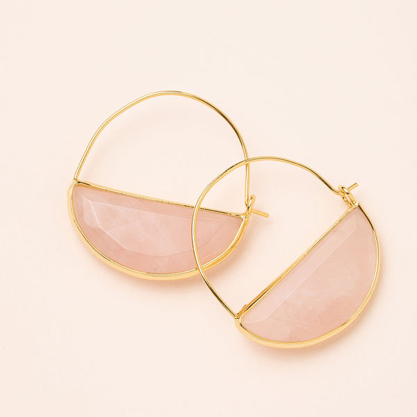 Stone Prism Rose Quartz Gold Earring