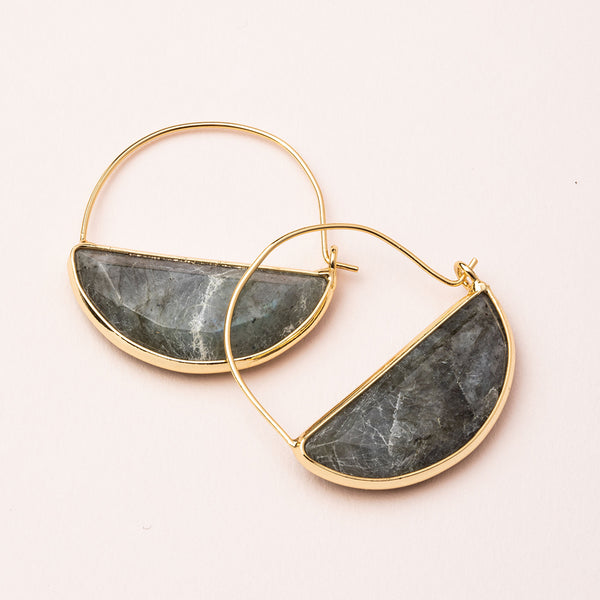 Stone Prism Labradorite Gold Earring