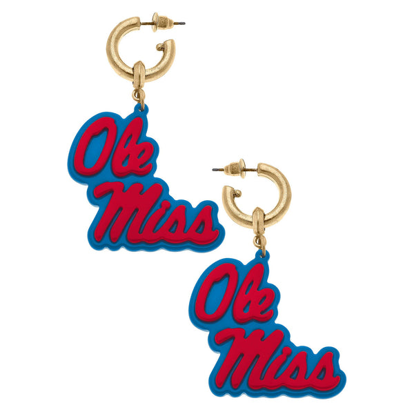 101984 Ole Miss Drop Hoop Earrings