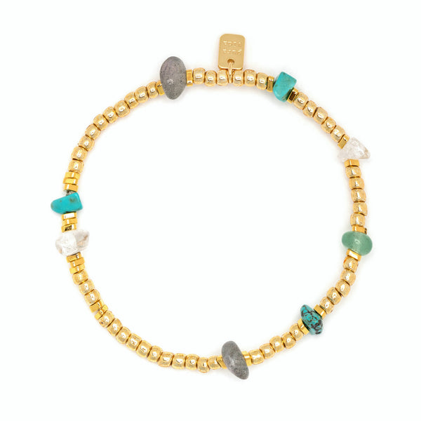 Pura Vida Gold Bead & Stone Chip- Bracelet