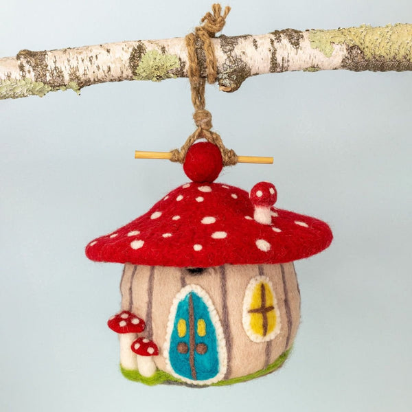 Whimsical Mushroom Felt Bird House