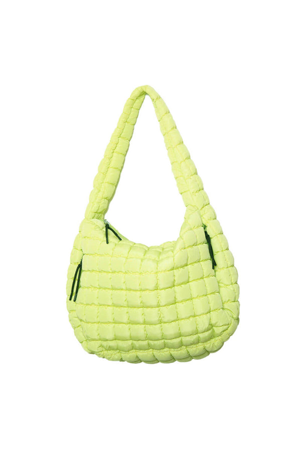 Lime Quilted Hobo Tote Bag