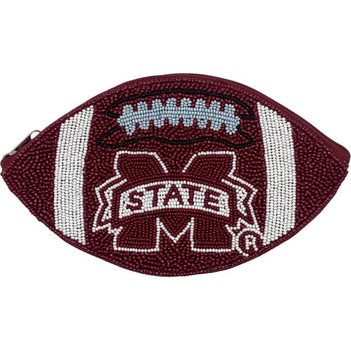 102029 MS State Beaded Coin Pouch