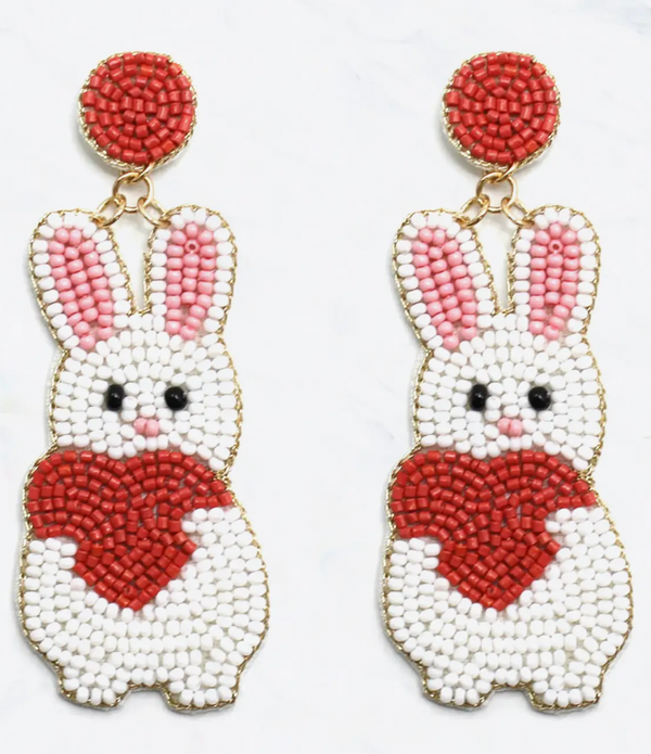 07636 Easter Bunny Seed Bead Earrings